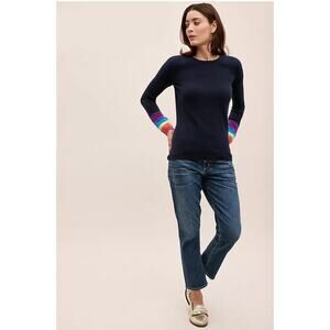 Sugarhill Brighton Rainbow Cuff Knit Pullover Sweater Black Women's US 4 NWT
